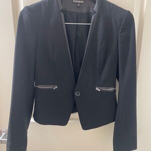 Faux leather lined jacket with zipper pockets